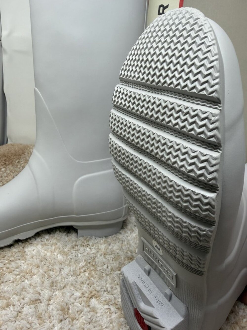 Hunter Boots Women's Original Tall Rain Boots Light Gray Size 10M MSRP $190 - Picture 5 of 7